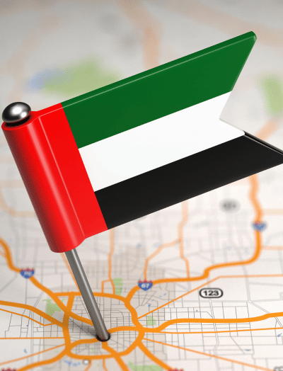 UAE flag with map