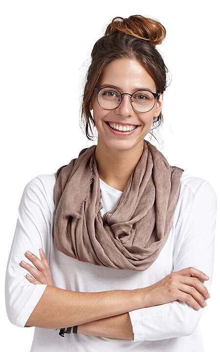 Smiling woman with scarf